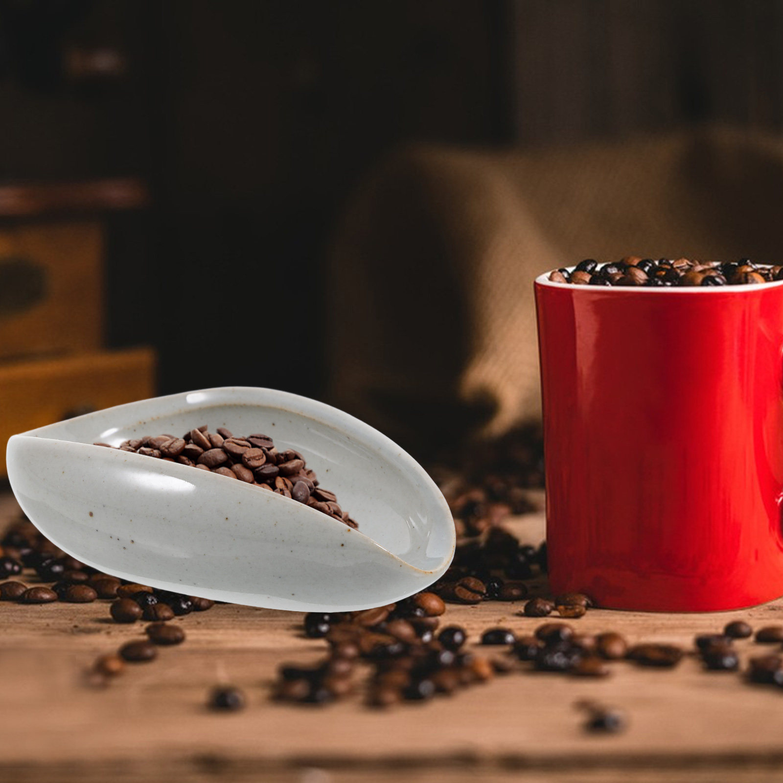 Coffee Tea And Leaf - Nampan Penakar Biji Kopi Keramik, Gelas