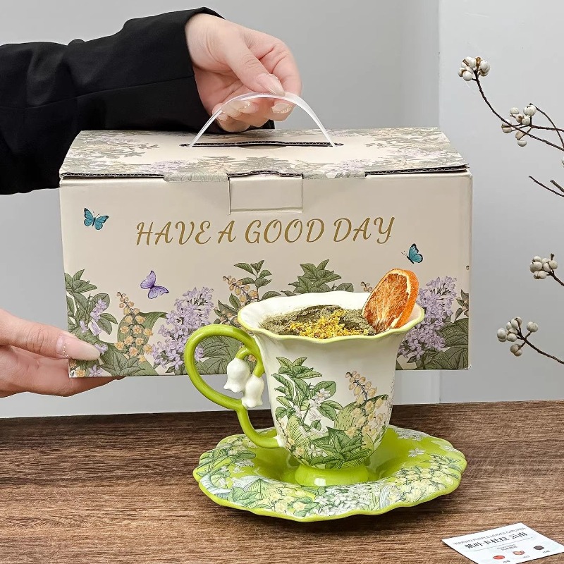 Xbloom Coffee Tea - Set teh sore bermotif bunga lily