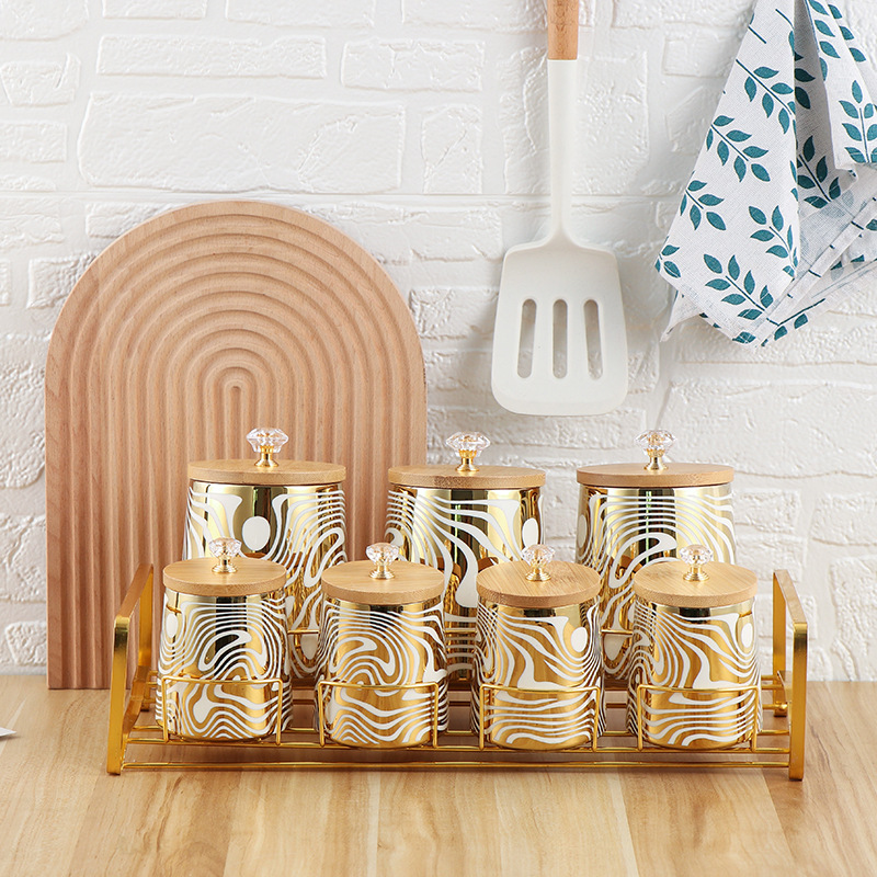 Canister Coffee Sugar Tea - Set Tabung Dapur Keramik Mengkilap 7