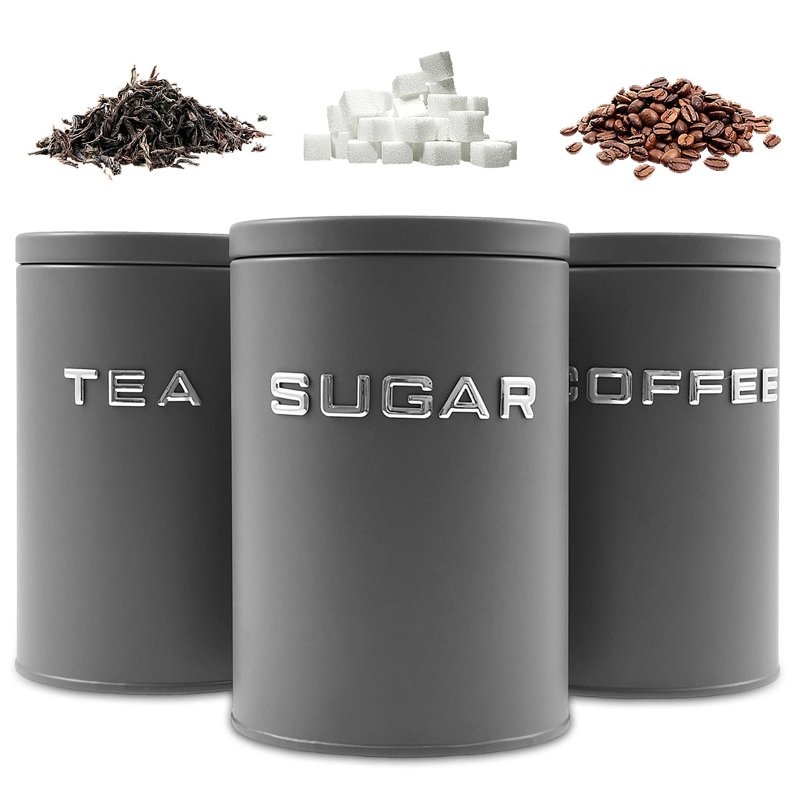 Canister Coffee Sugar Tea - 3 Pcs Stoples Logam Bulat untuk