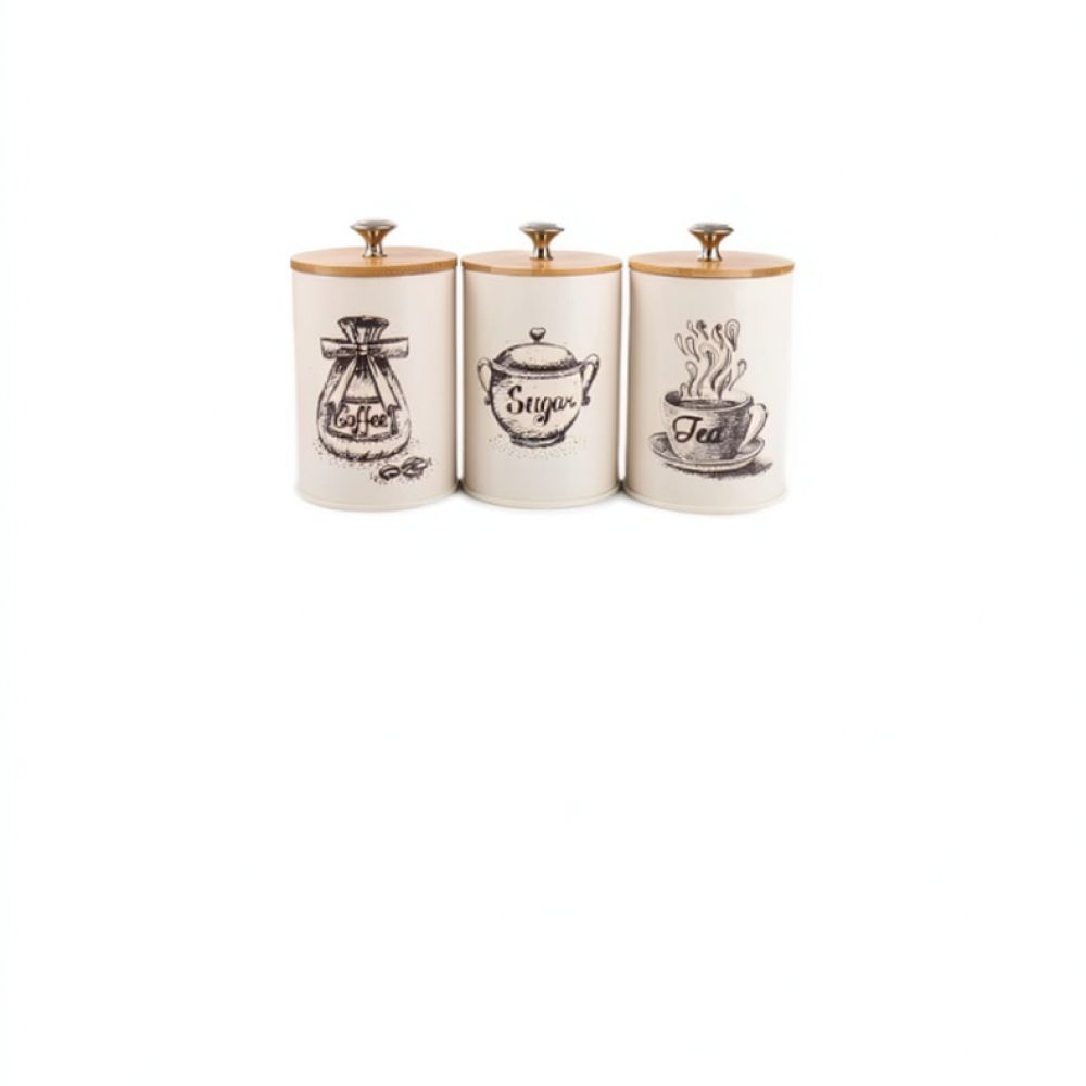 Canister Coffee Sugar Tea - Wadah Penyimpanan Makanan Dapur dengan Tutup