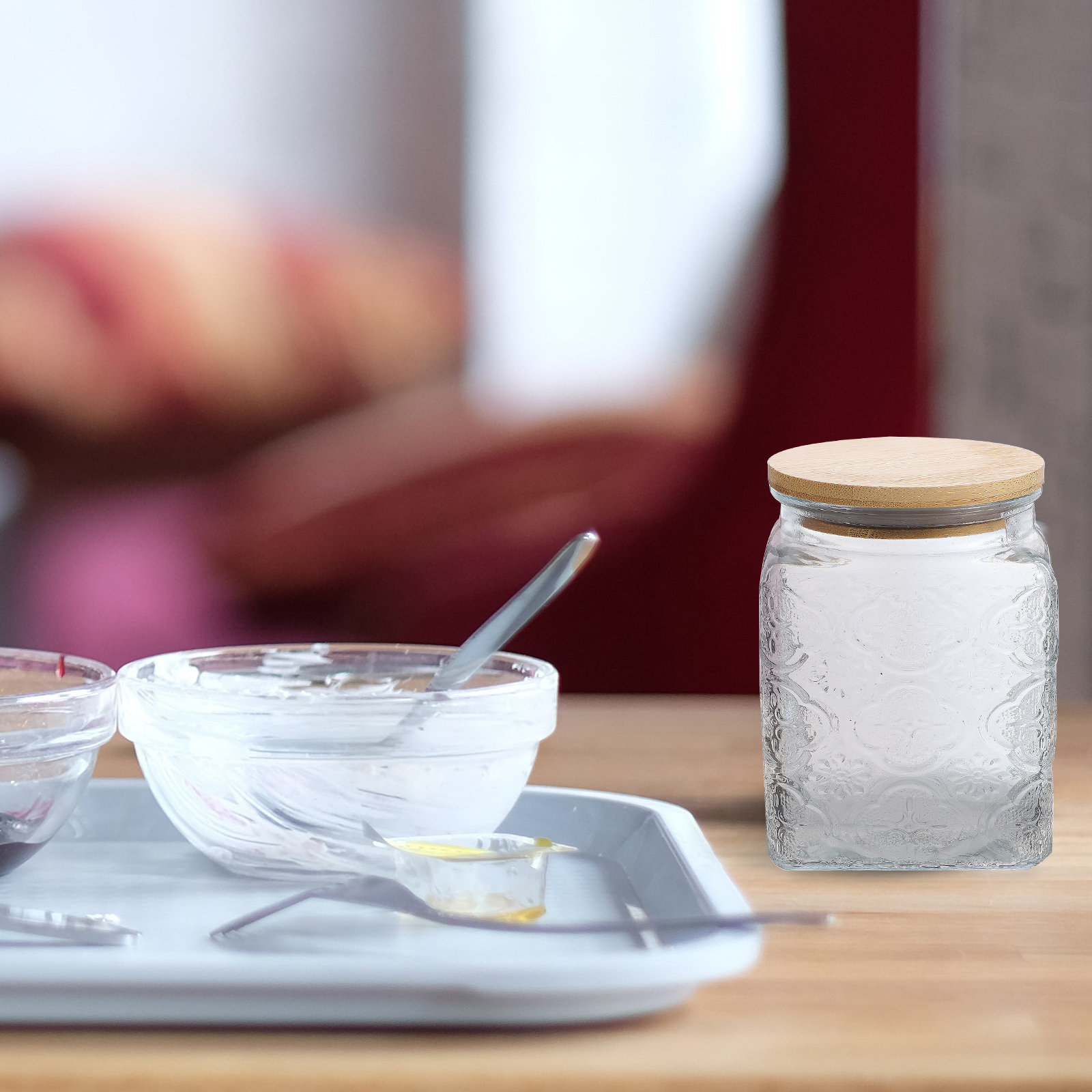 Toples Kaca dengan Desain Bung - Canister Coffee Sugar Tea ulasan dan harga