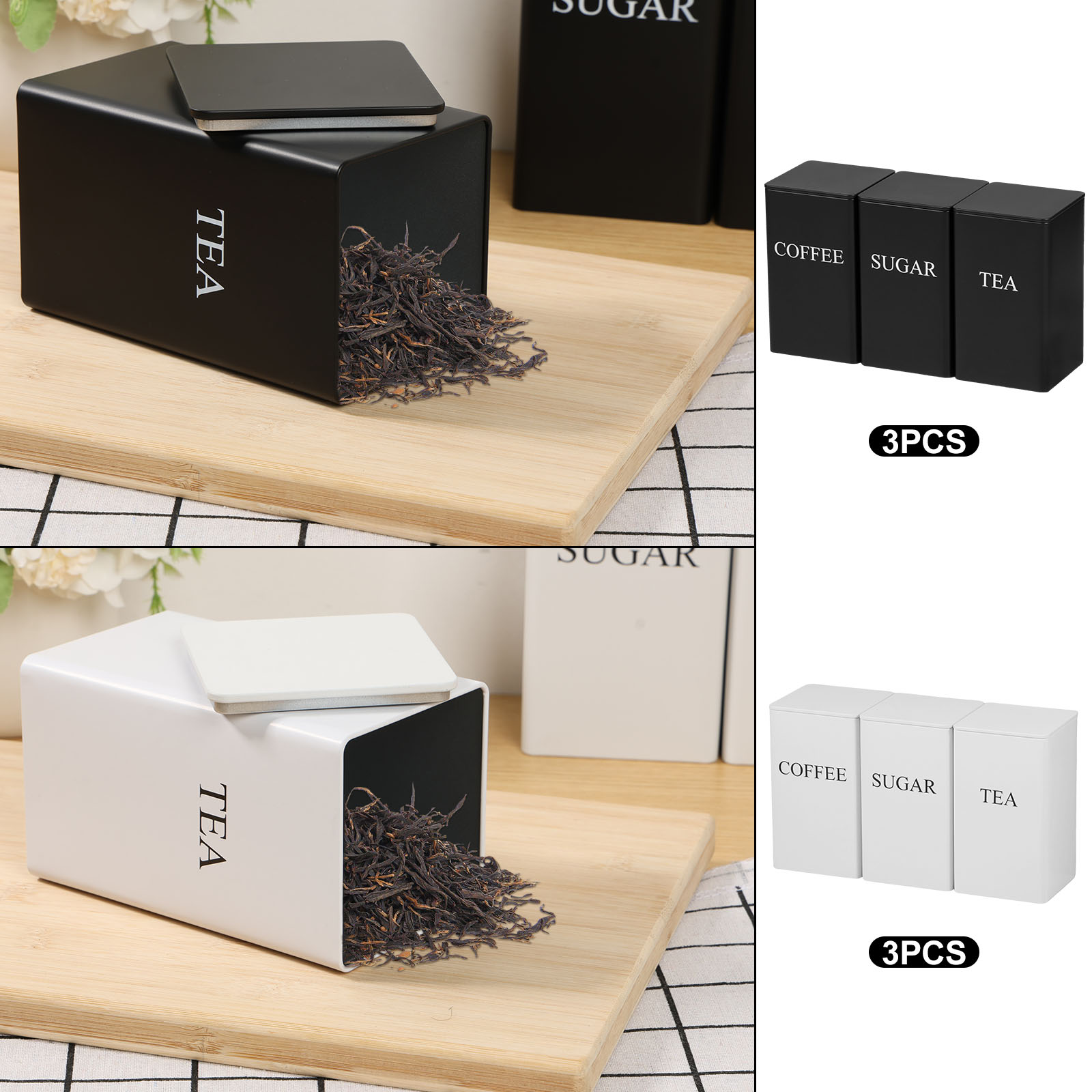3 buah kaleng penyimpanan biji - Canister Coffee Sugar Tea ulasan dan harga