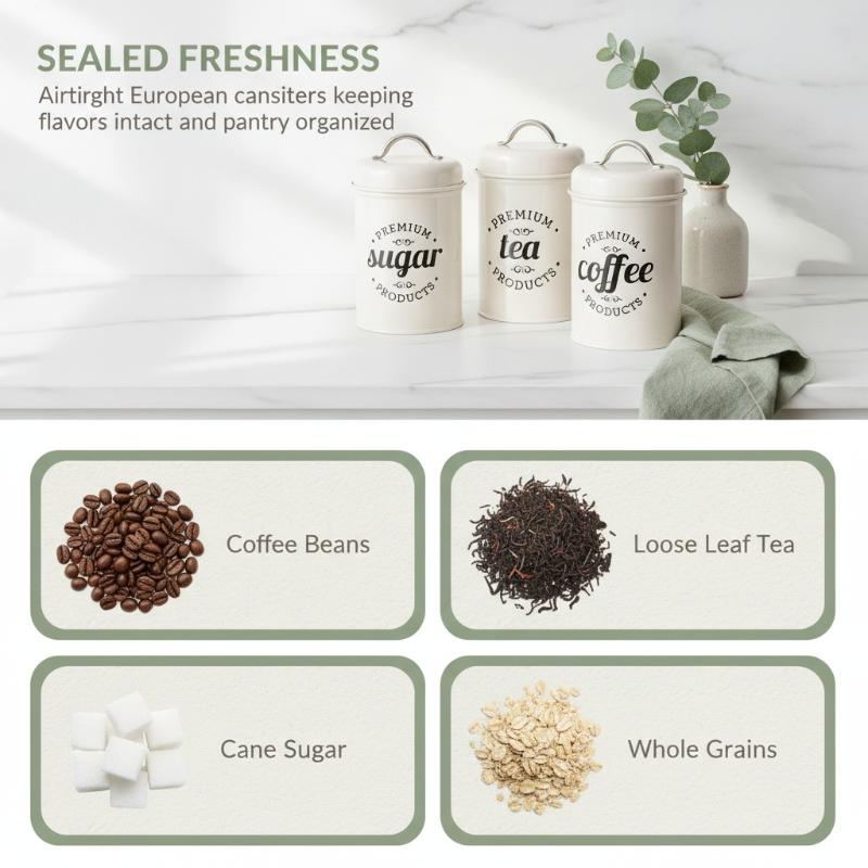 3 Buah Wadah Logam Bulat untuk - Canister Coffee Sugar Tea ulasan dan harga
