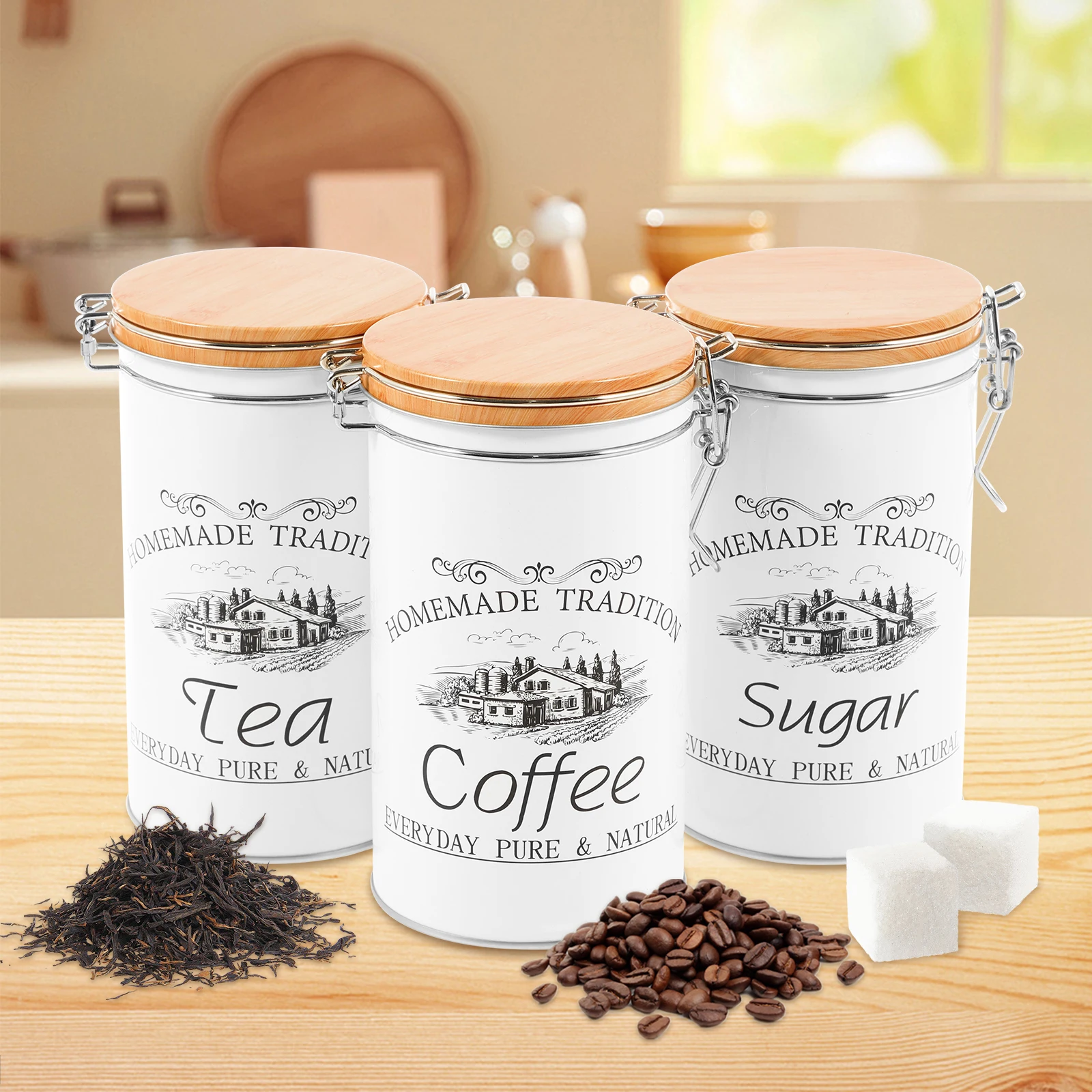 3 Buah/Set Wadah Teh Kopi Gula - Canister Coffee Sugar Tea ulasan dan harga
