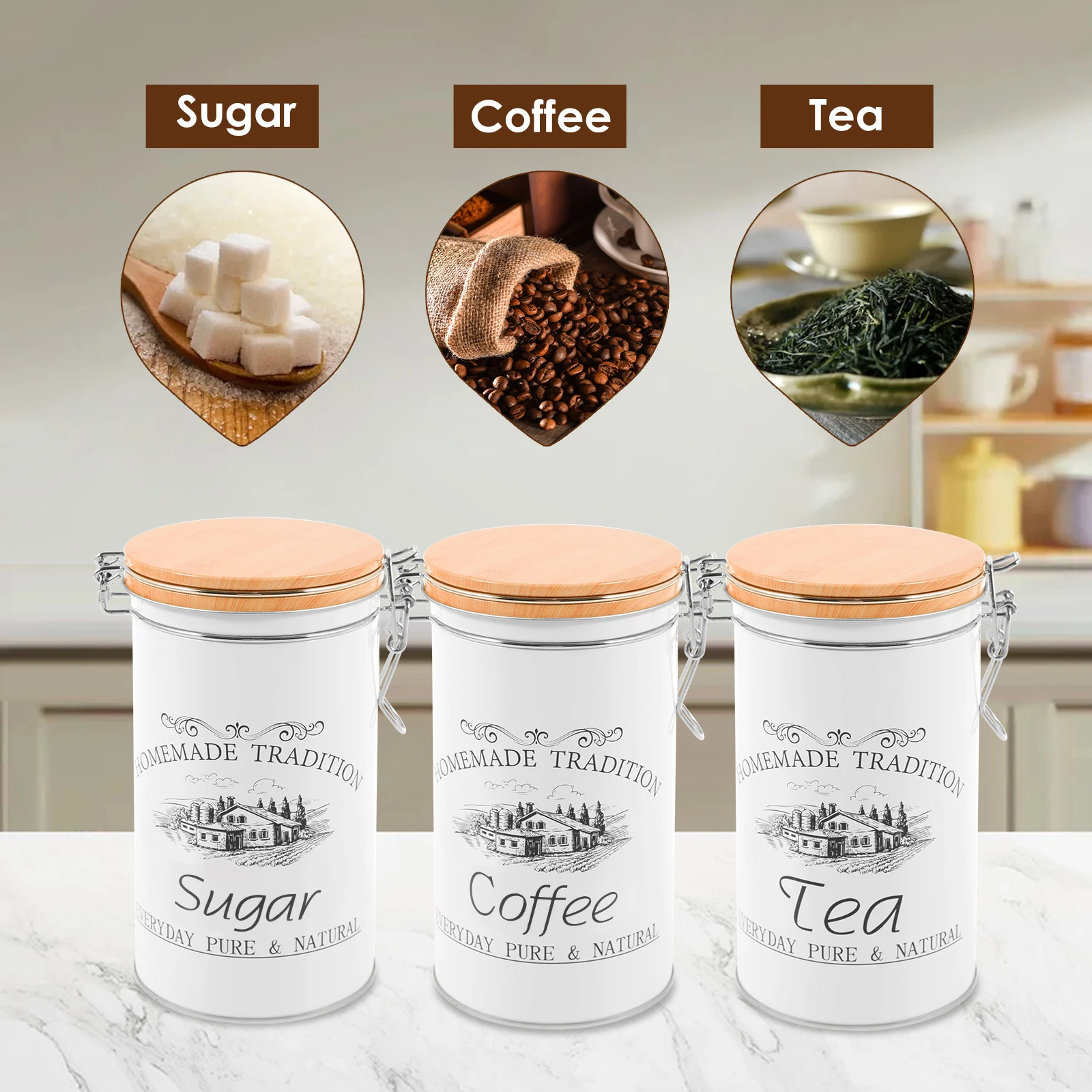 3 Buah/Set Wadah Teh Kopi Gula - Canister Coffee Sugar Tea ulasan dan harga