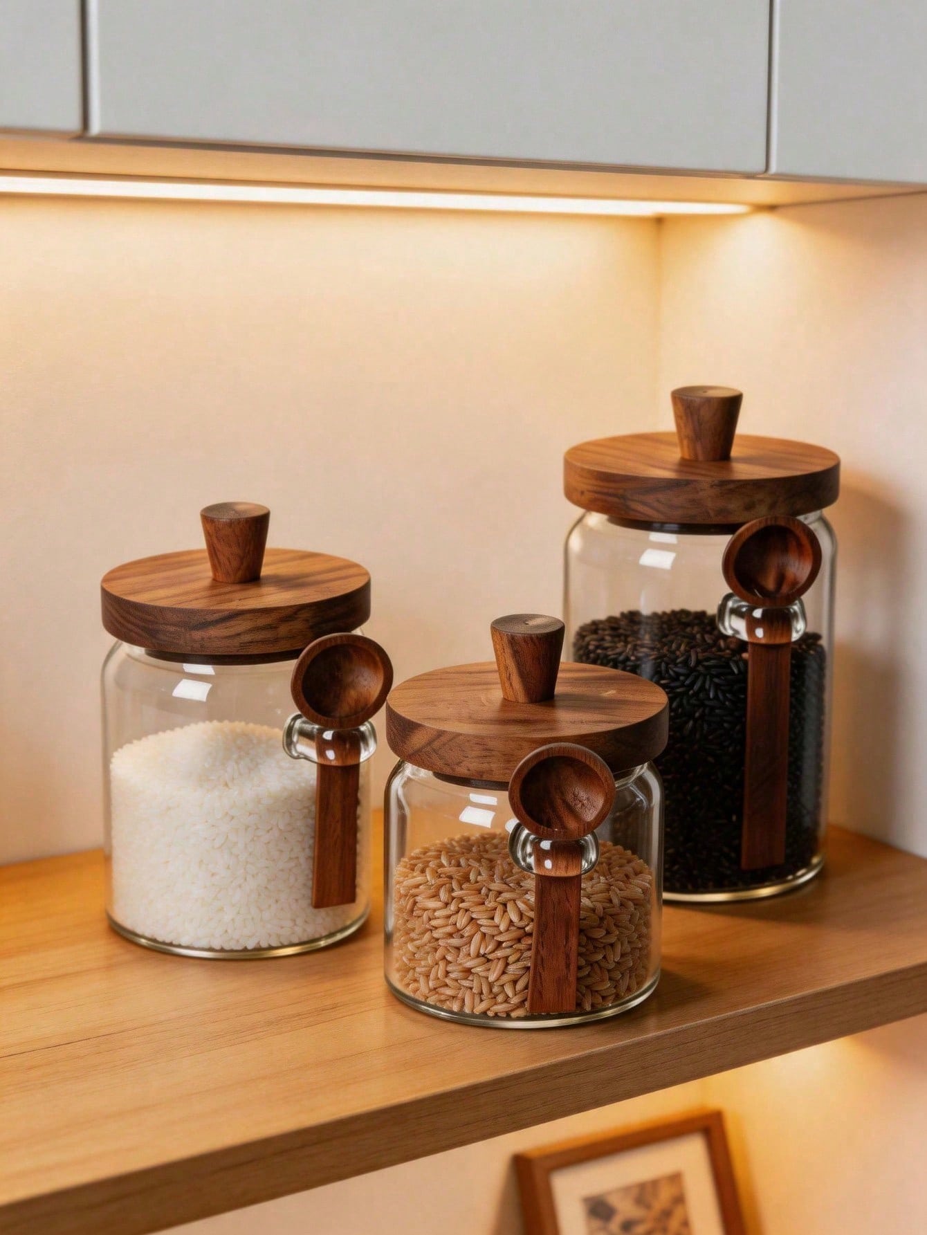 3 buah toples kaca bening beru - Canister Coffee Sugar Tea ulasan dan harga