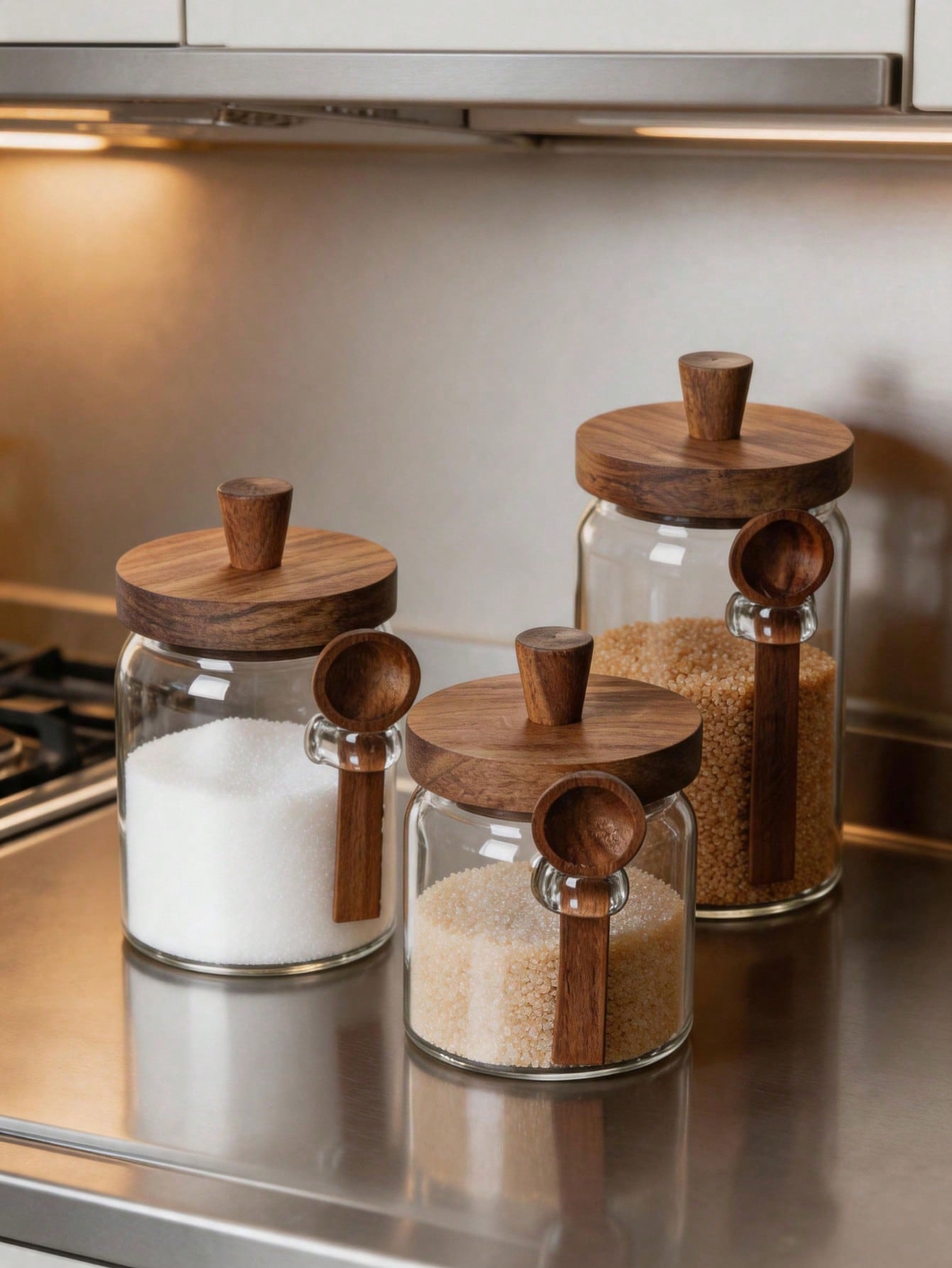 3 buah toples kaca bening beru - Canister Coffee Sugar Tea ulasan dan harga